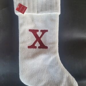 Target Wondershop Letter Monogram Stocking Initial "X" white Cable Knit 18” NEW